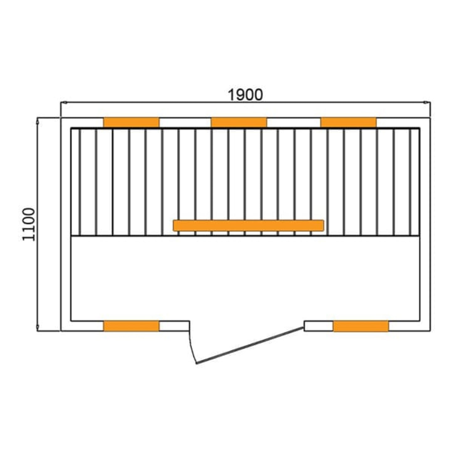 Technical drawing of CenturaHeat 3 Person Full Spectrum Infrared Indoor Sauna
