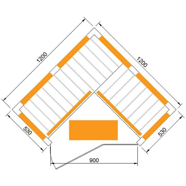 Diagram of CenturaHeat 2-3 Person Diamond Corner Sauna
