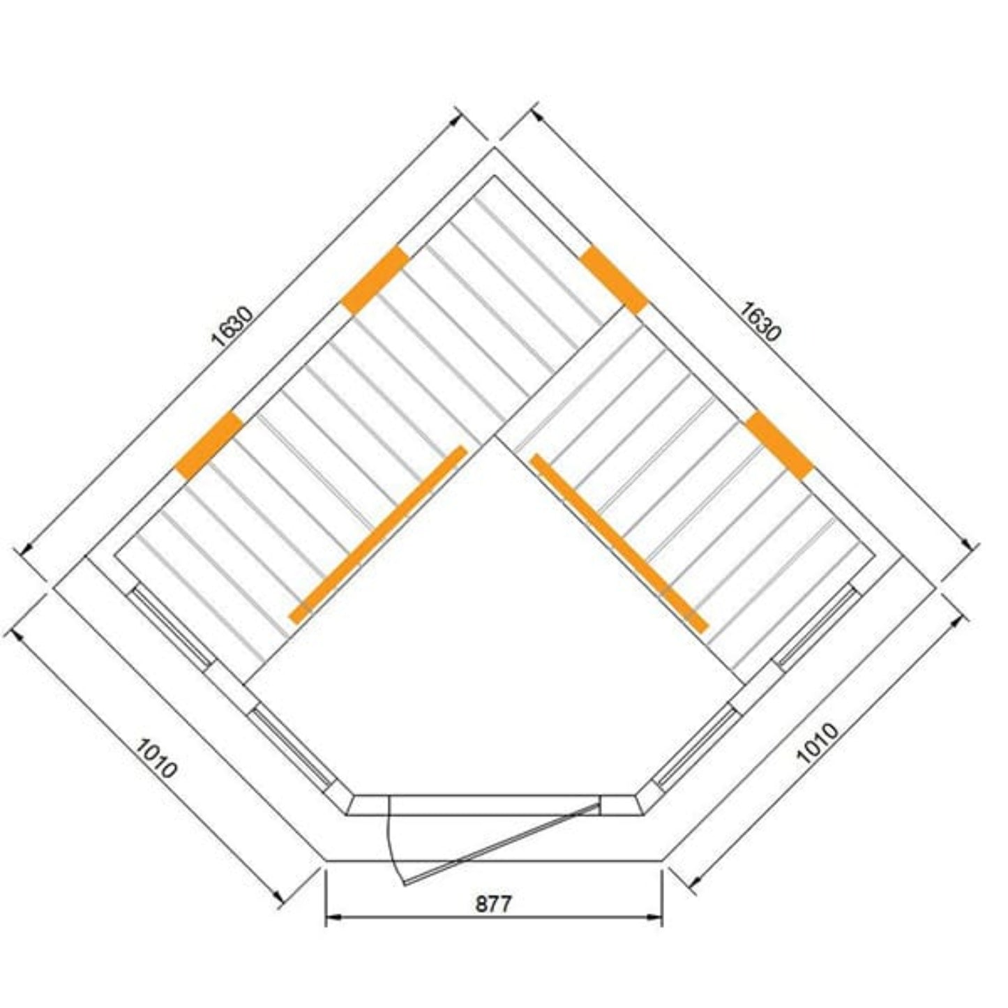 4-5 Person Diamond Infrared Corner Indoor Sauna technical drawing