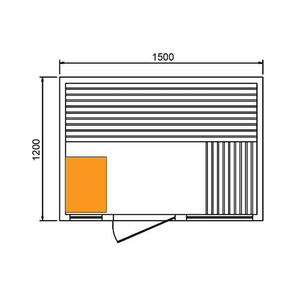 Technical drawing of CenturaHeat 3 Person Outdoor Steam Sauna