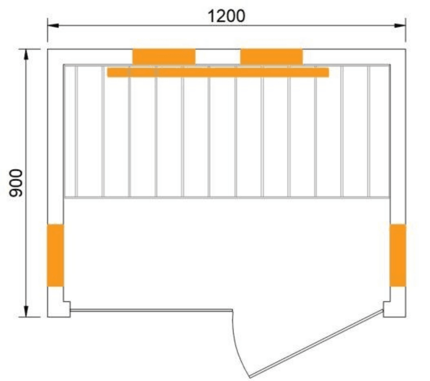 Technical drawing of CenturaHeat Double Infrared Light Indoor Sauna
