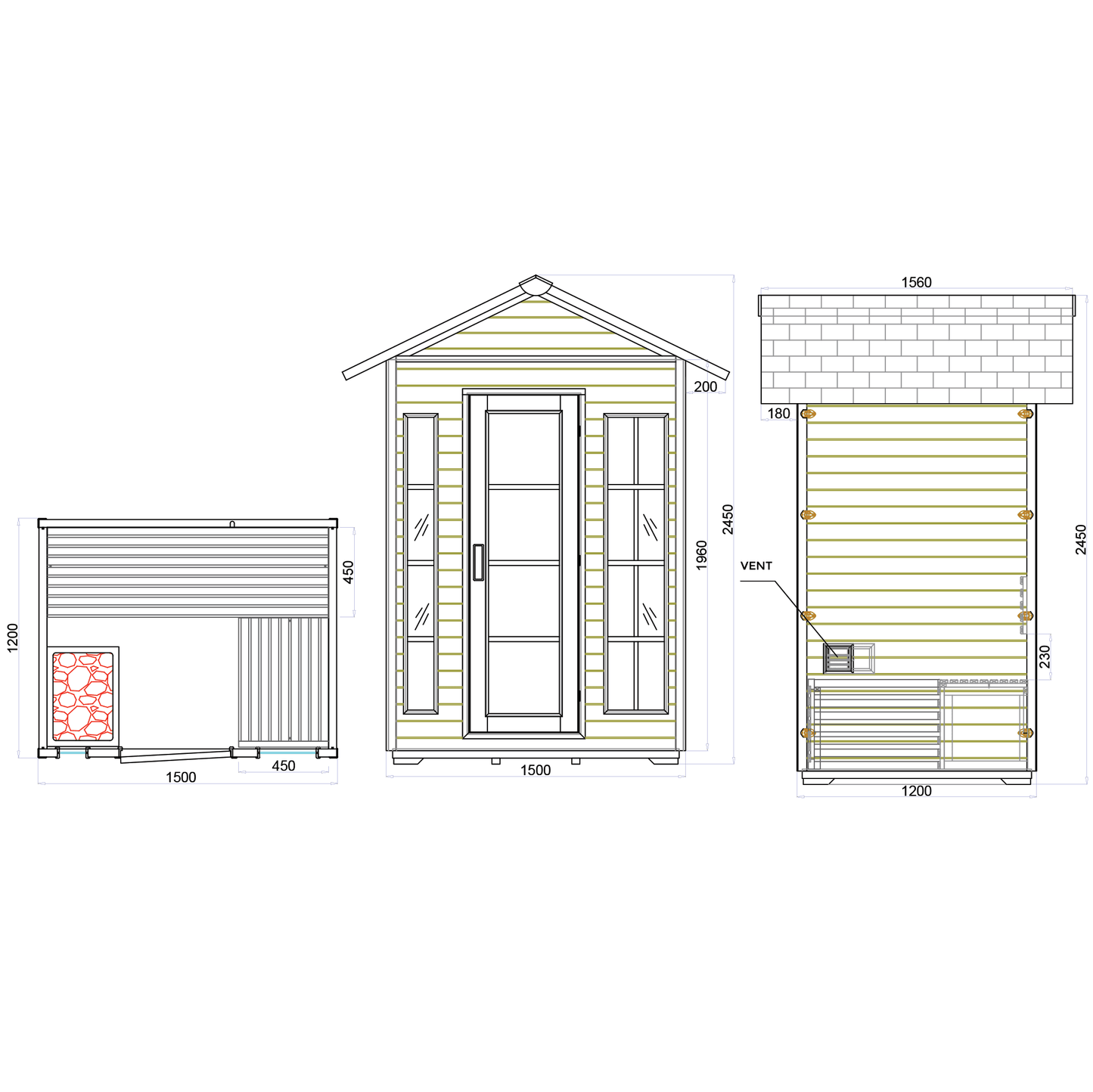 CenturaHeat 3 Person Outdoor Steam Sauna