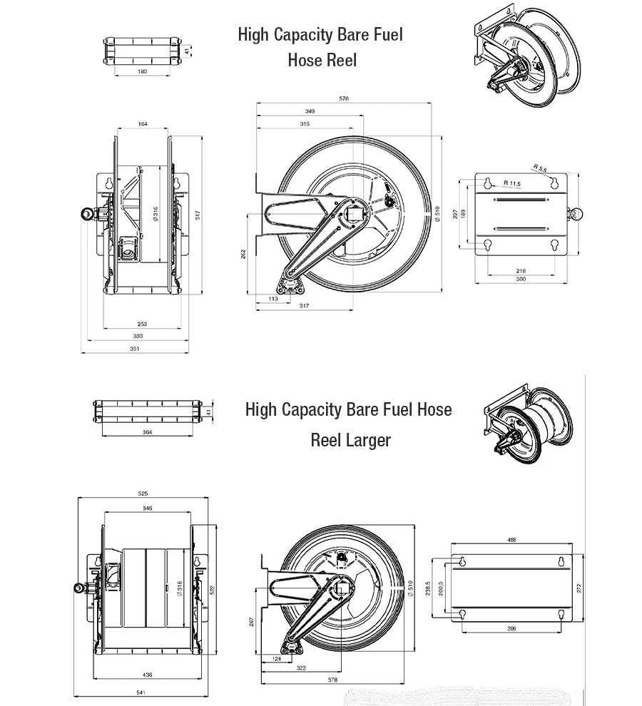High Capacity Bare Fuel Hose Reel