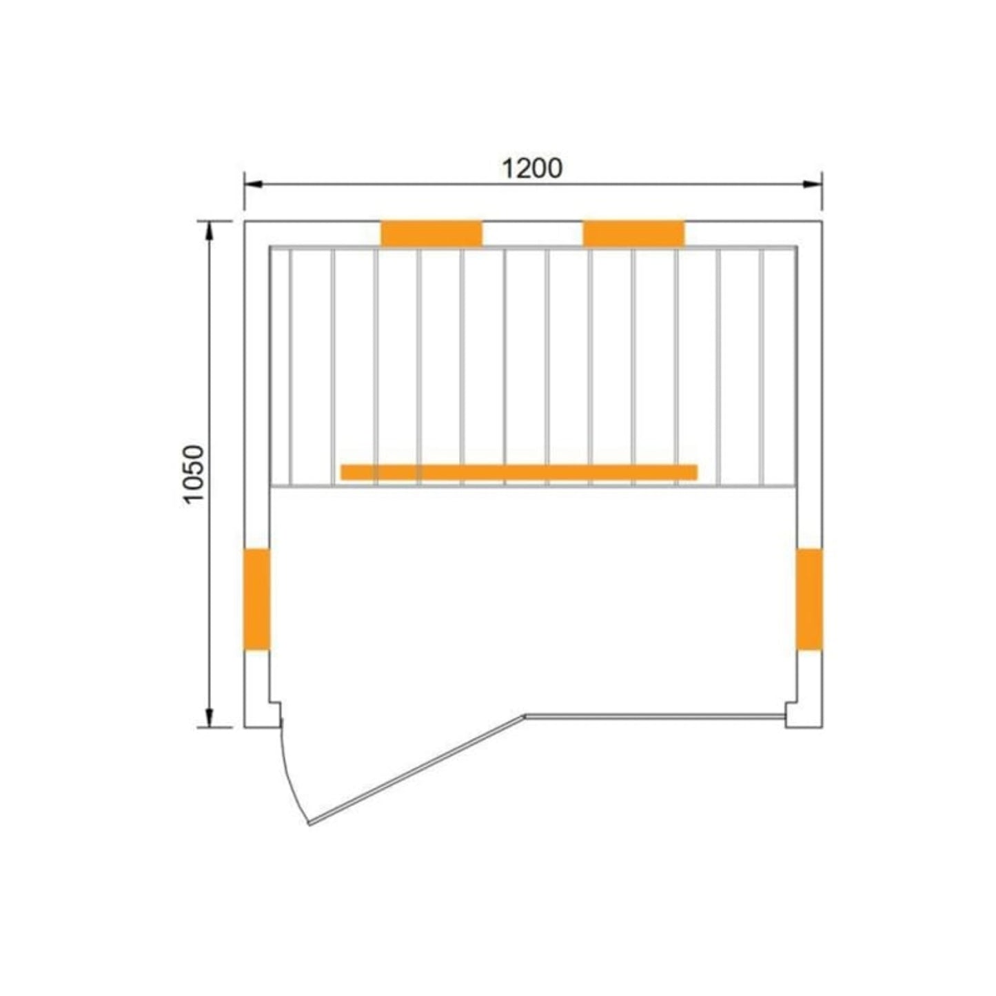 Technical drawing of CenturaHeat Double 2 Person Glass Infrared Sauna