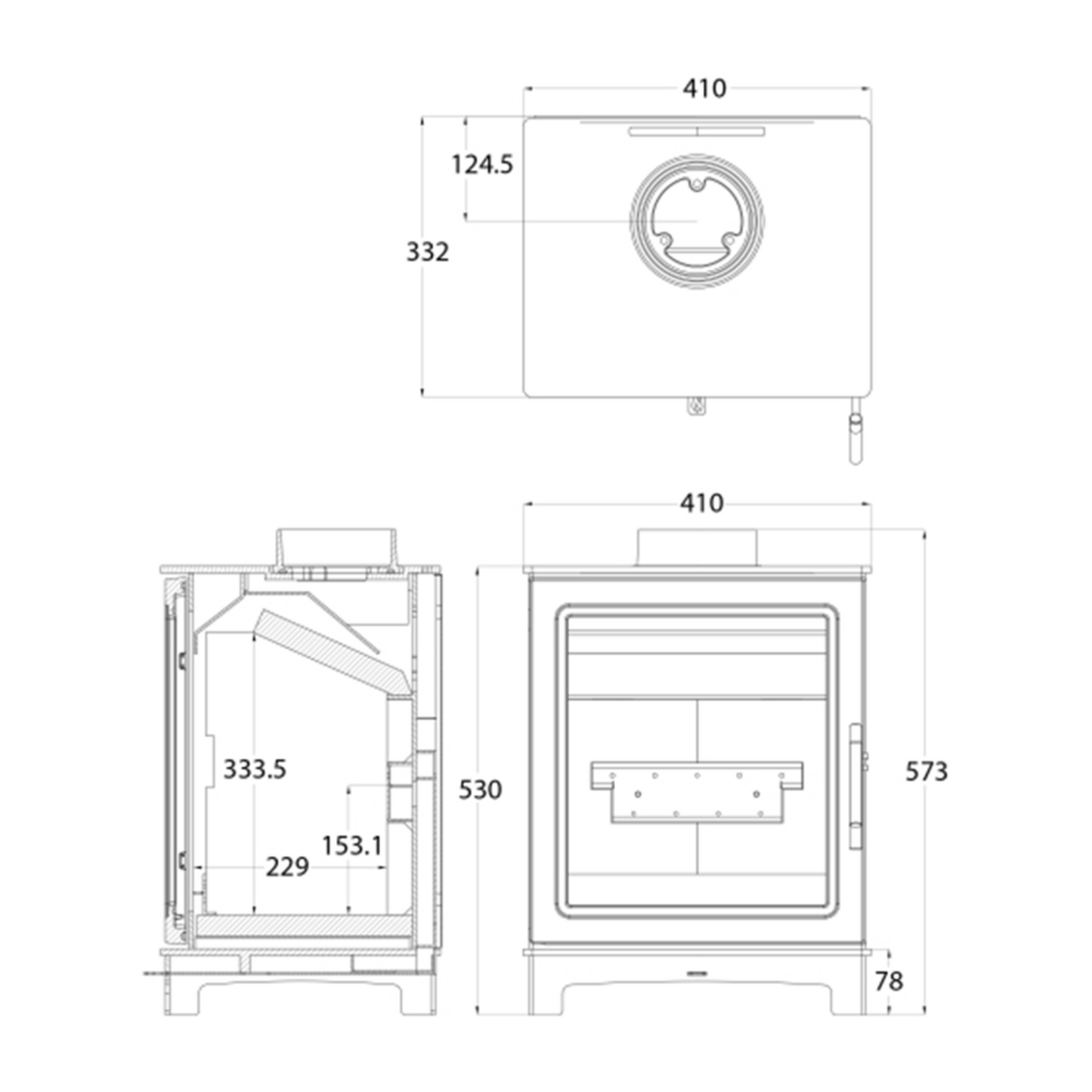 Prefect Wood Burning Stove dimensions