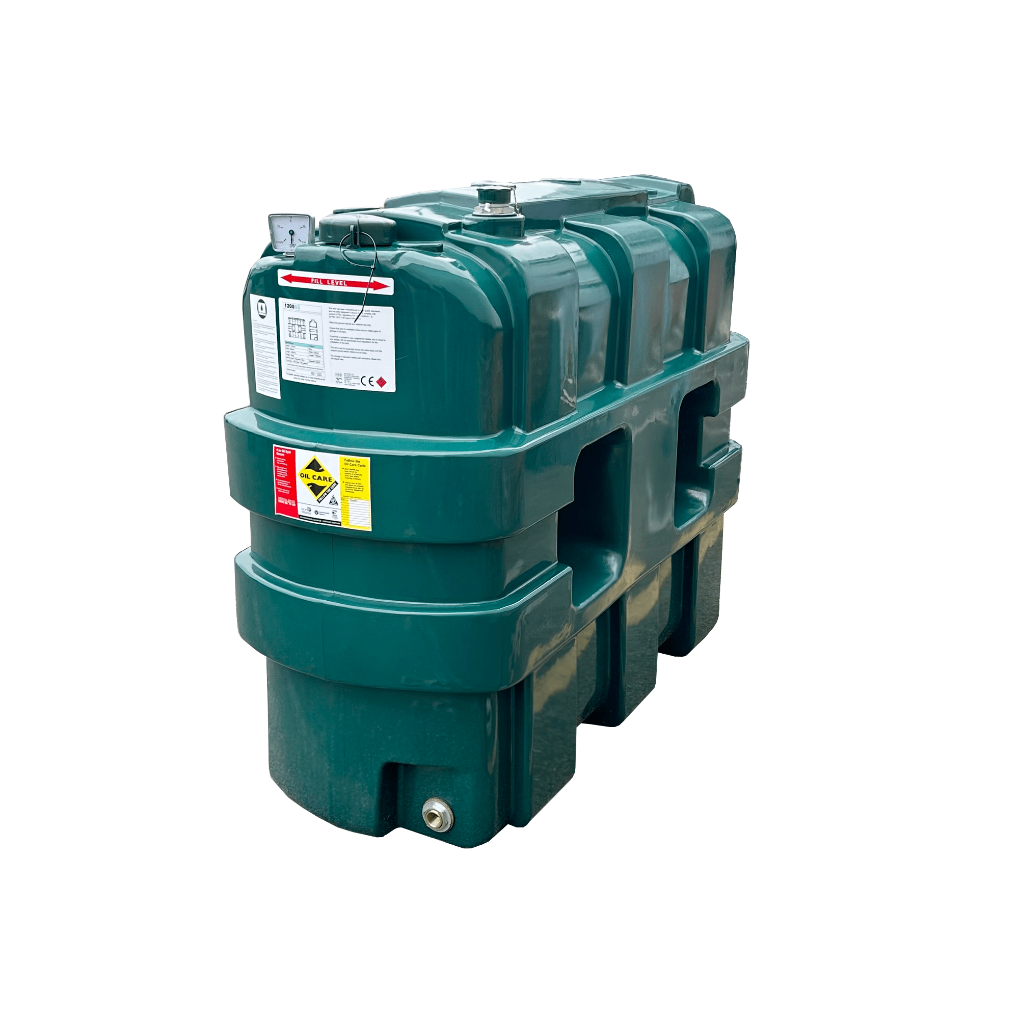 1200 Litre Slimline Plastic Single Skinned Oil Tank