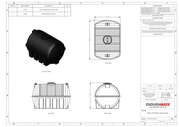 3000 Litre Static Horizontal Water Tank