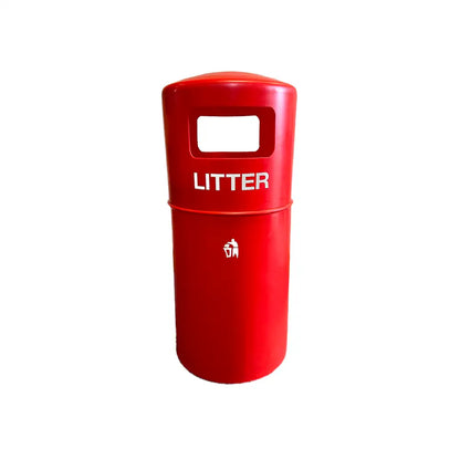 Hooded Litter Bin - Red