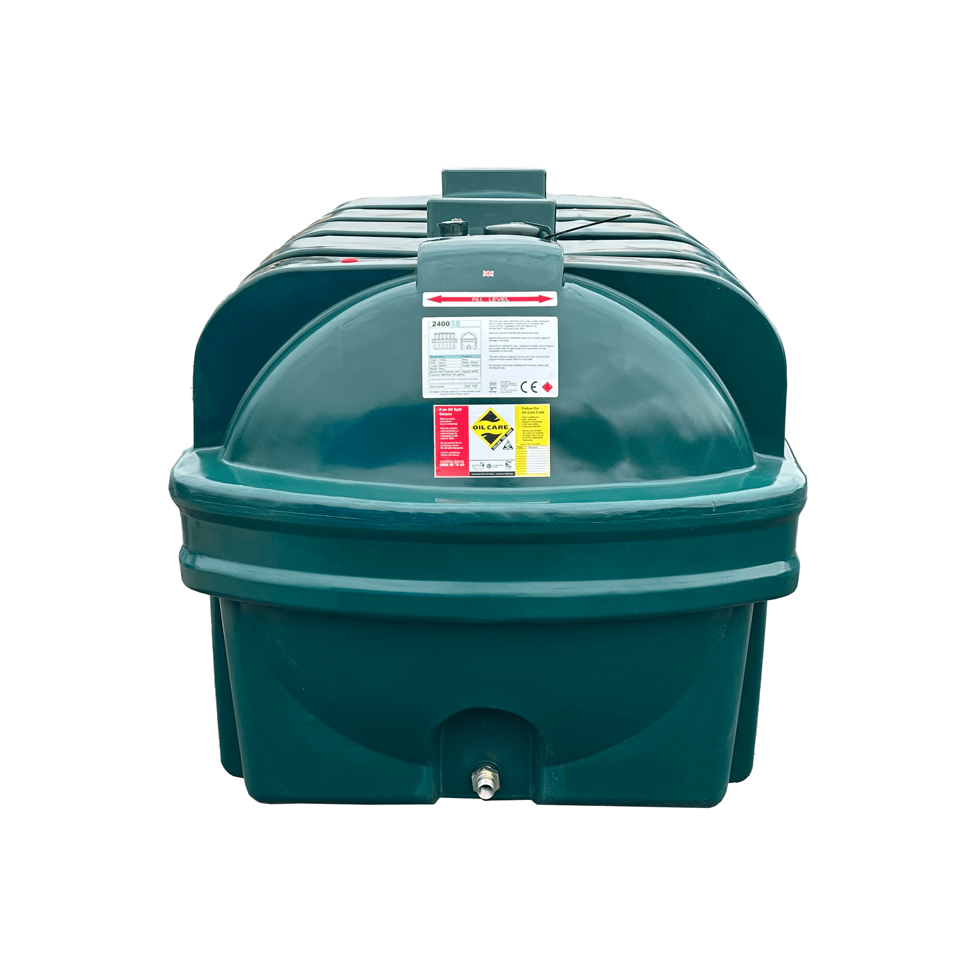 2400 Litre Plastic Single Skinned Oil Tank - Centurion
