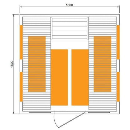 2 Person Infrared Relax Sauna technical drawing
