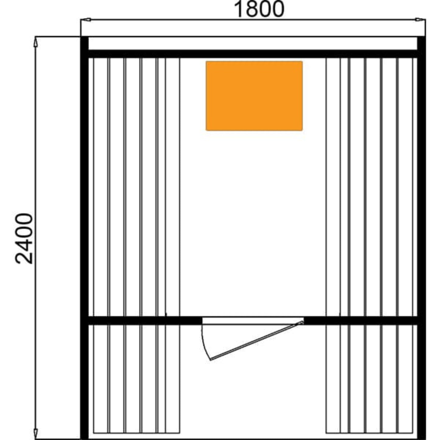 Technical drawing of CenturaHeat 4-6 Person Outdoor Wood Barrel Steam Sauna