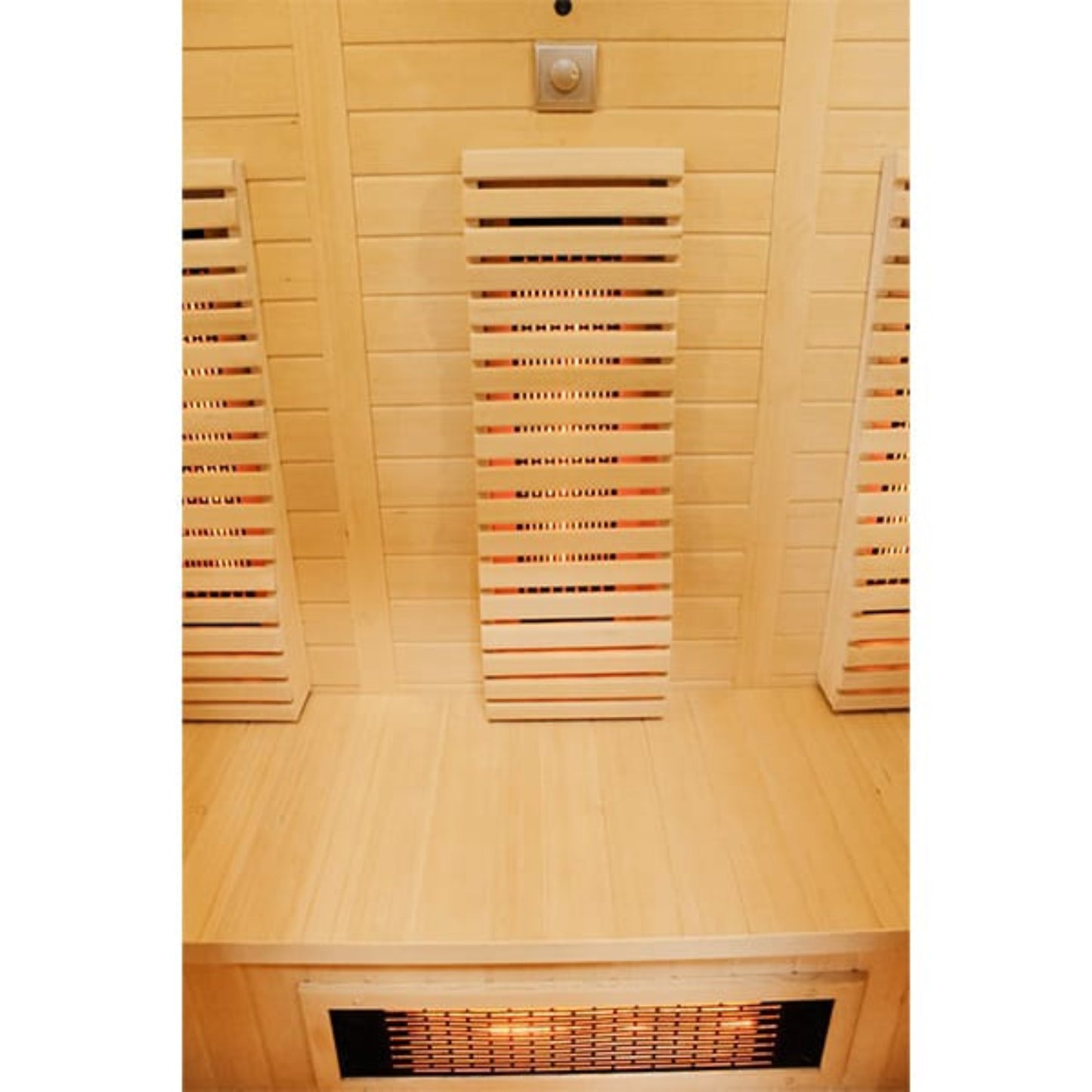 Wooden sauna interior with benches 