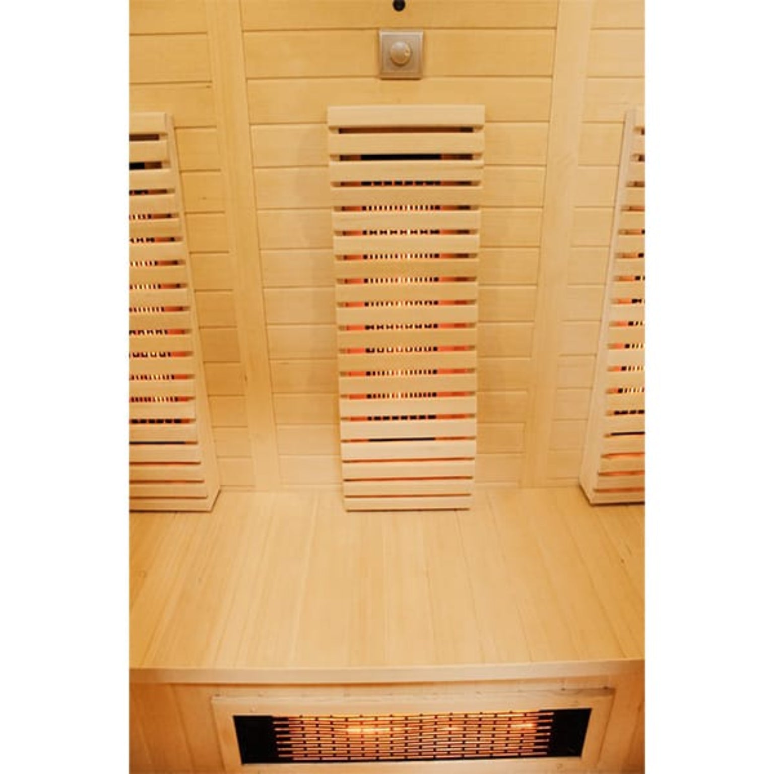 Wooden sauna interior with benches 