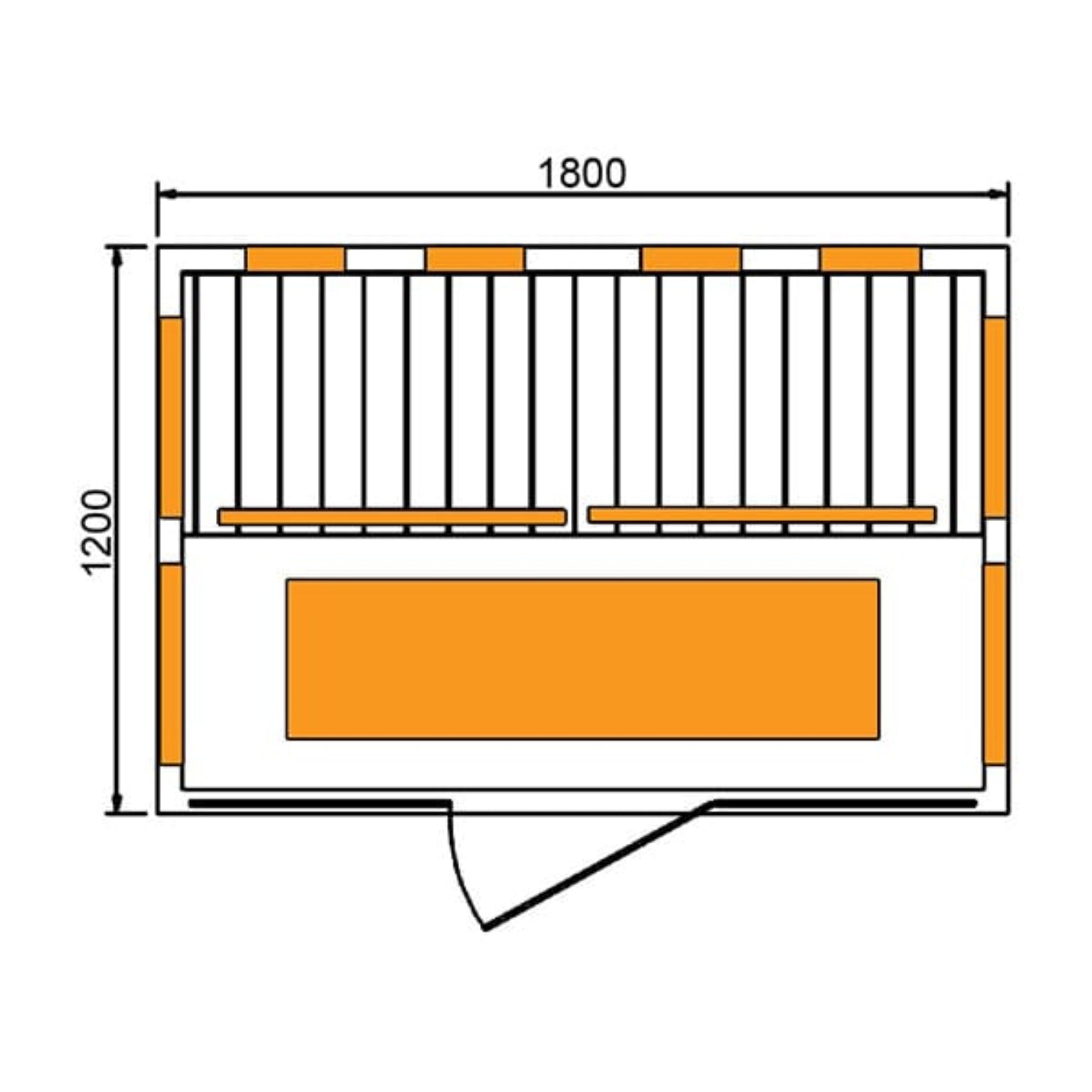 Technical drawing of CenturaHeat 4 Person Full Spectrum Infrared Indoor Sauna