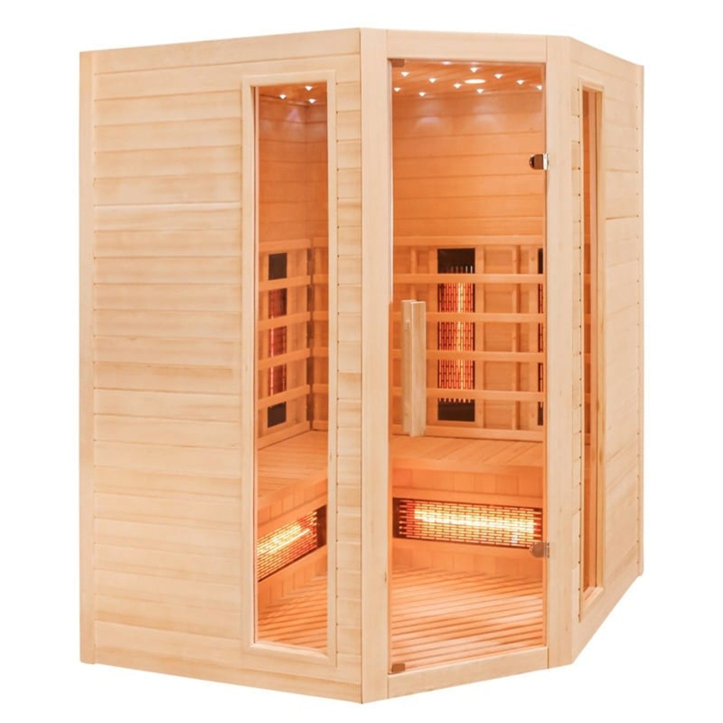 Wooden infrared sauna with glass doors 