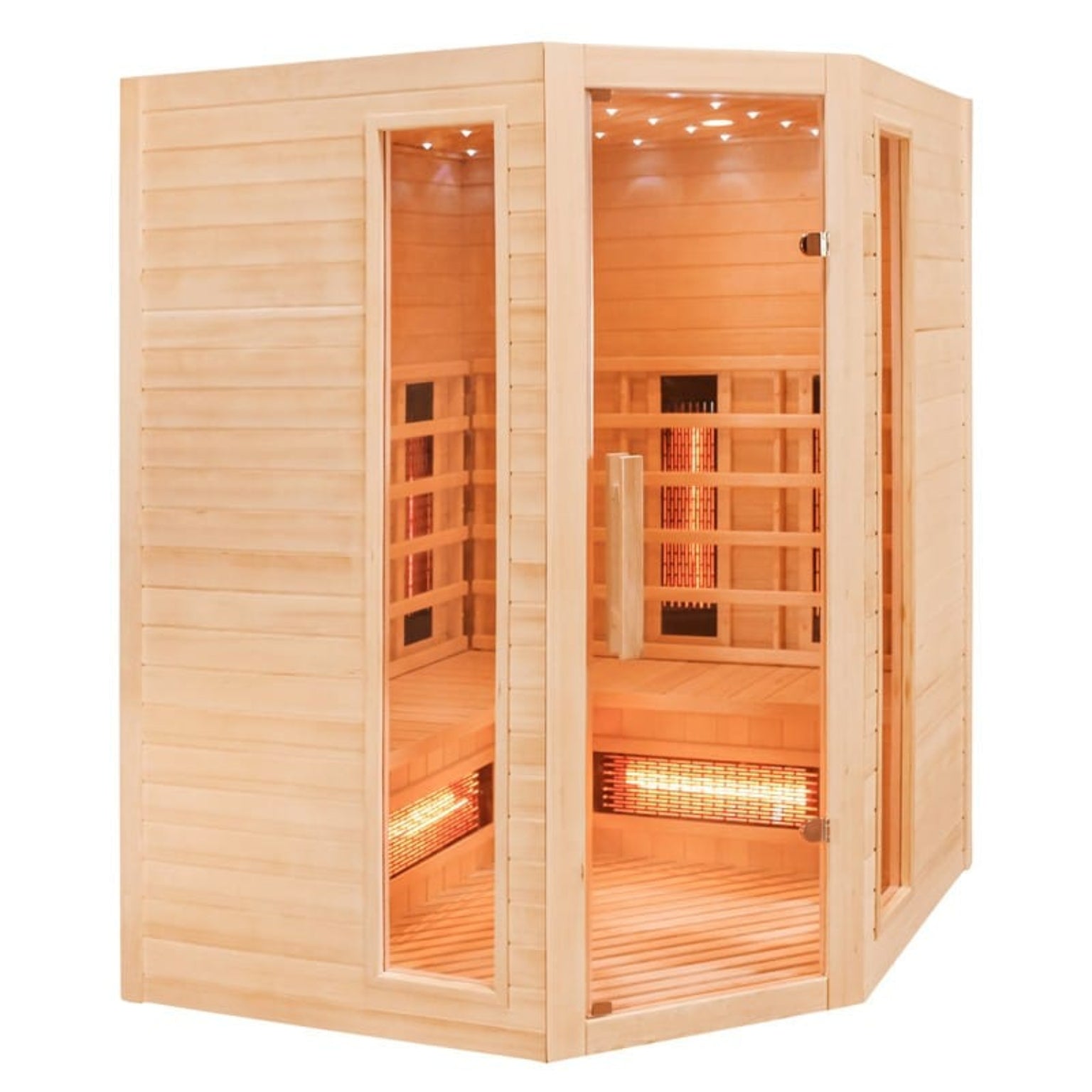 Wooden infrared sauna with glass doors 