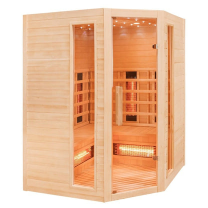 Wooden infrared sauna with glass doors 