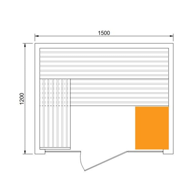 Technical drawing of Centuraheat Luxury 3 - 4 Person Steam Indoor Sauna