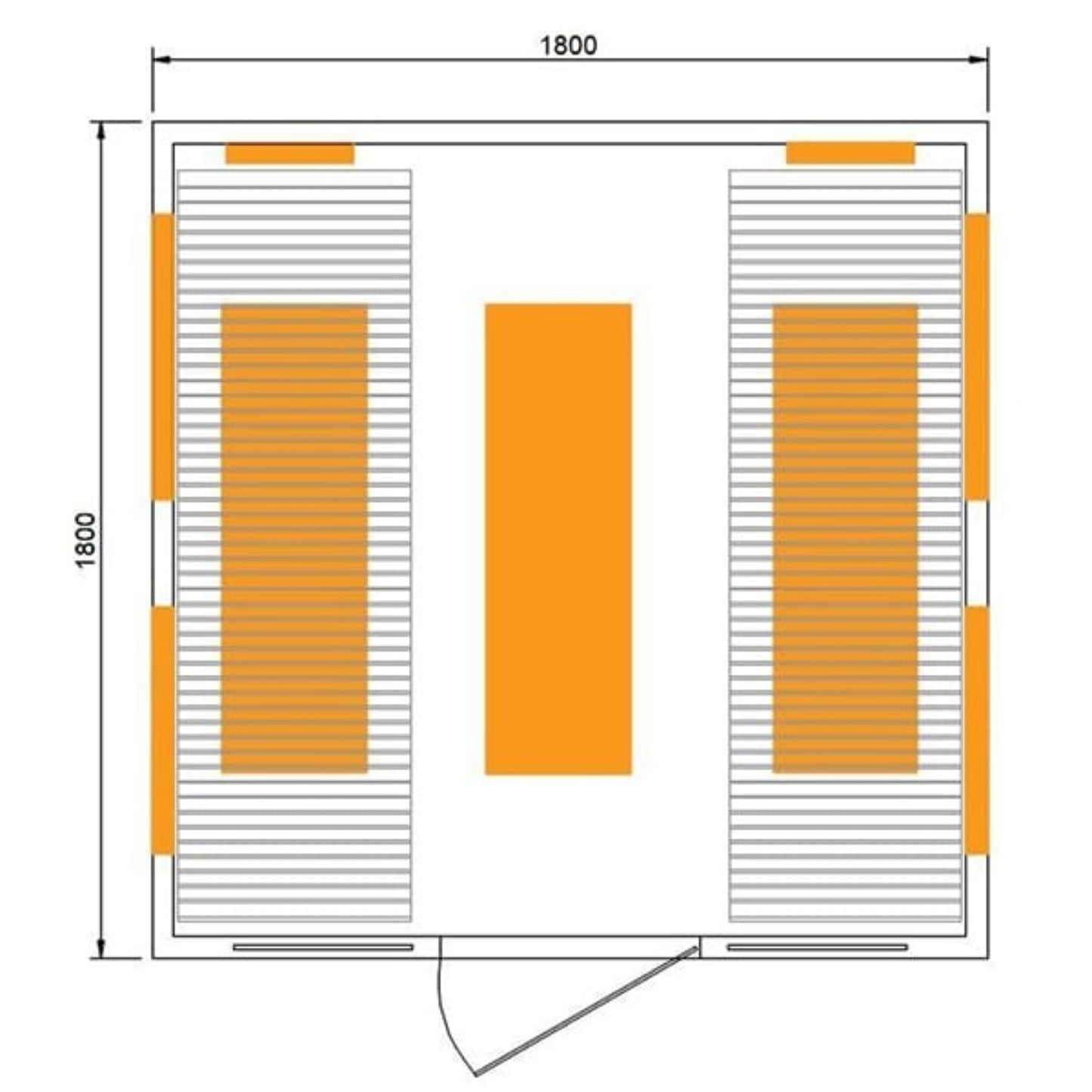 CenturaHeat 2-6 Person Infrared Relax Sauna dimensions