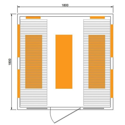 CenturaHeat 2-6 Person Infrared Relax Sauna dimensions