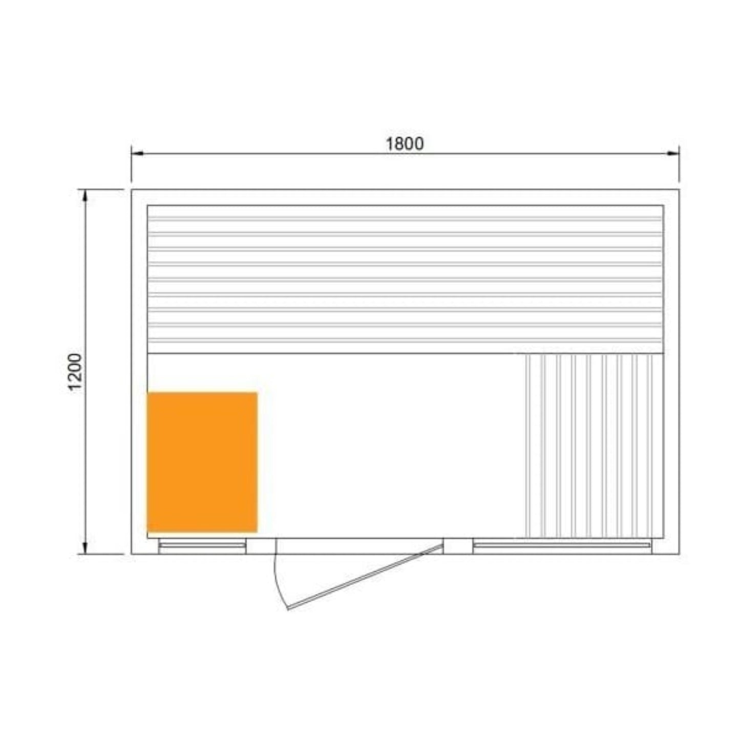 Technical drawing of CenturaHeat 4 Person White Steam Outdoor Sauna