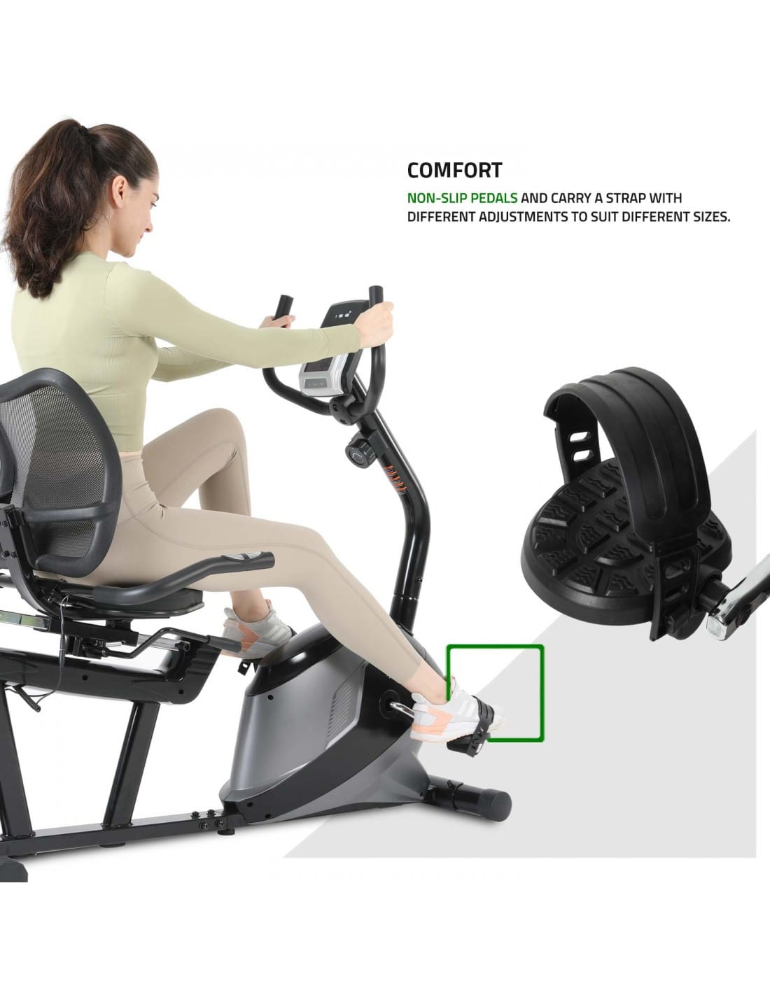 Recumbent Magnetic Exercise Bike with 8 Resistance Levels