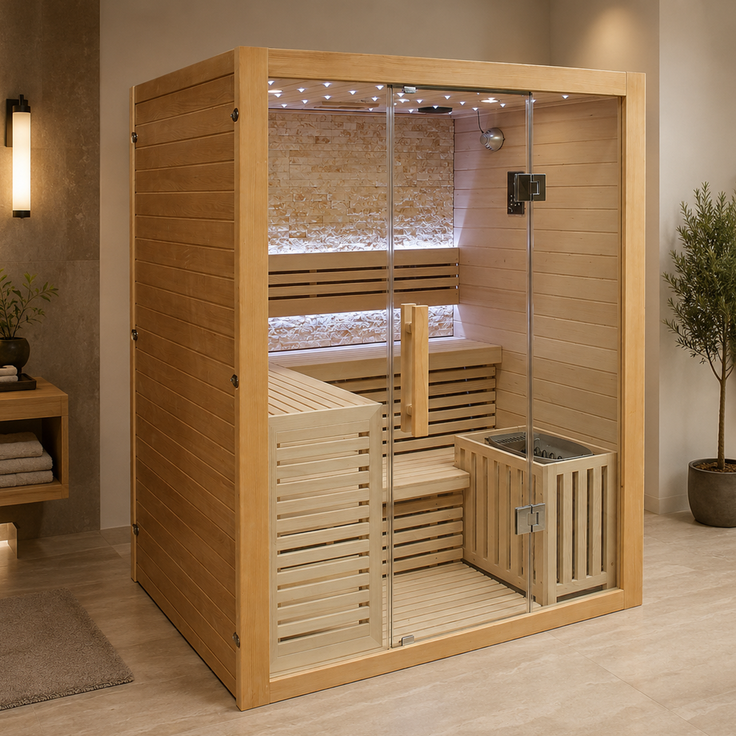 Centuraheat Luxury Steam Traditional Indoor Sauna with Glass Door