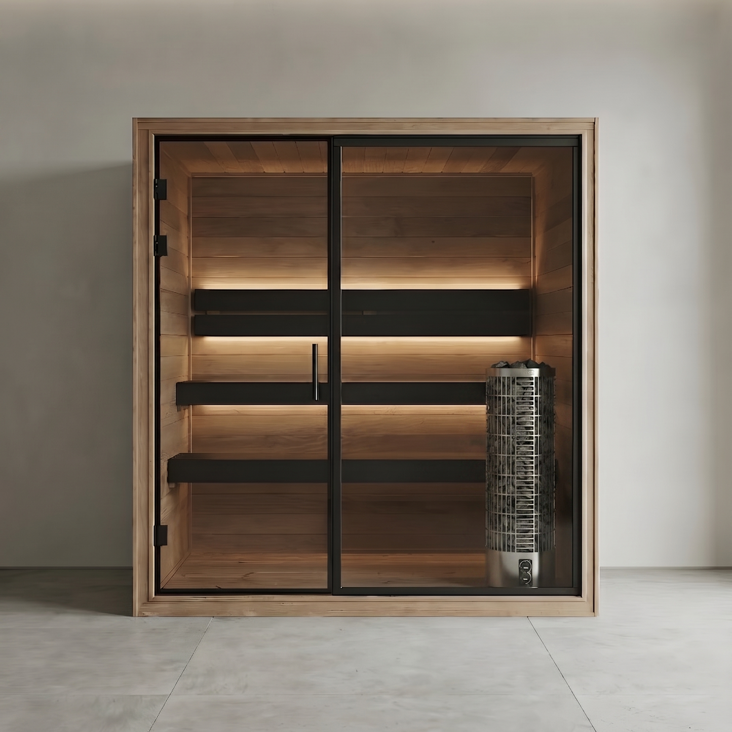 Thermo Black 220 Indoor Steam Sauna front view close up