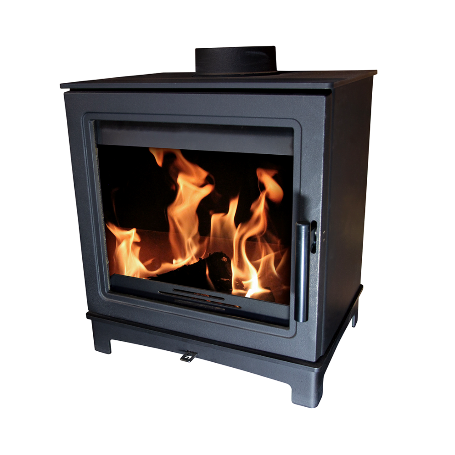 Wood stove with flames 
