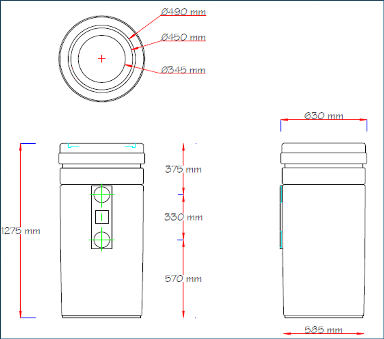 350 LTR Water Holding Tank with Lid - Above & Below Ground