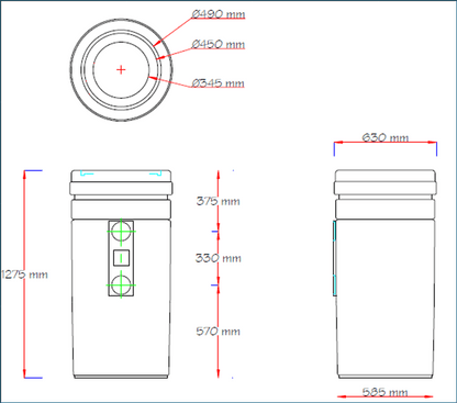 350 LTR Water Holding Tank with Lid - Above & Below Ground
