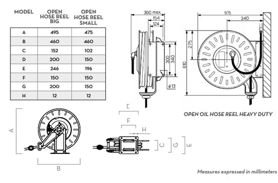 Piusi Open Automatic Oil Hose Reel