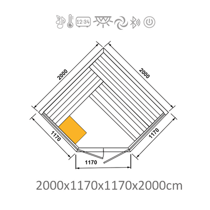 CenturaHeat 6-8 Person Traditional Corner Sauna