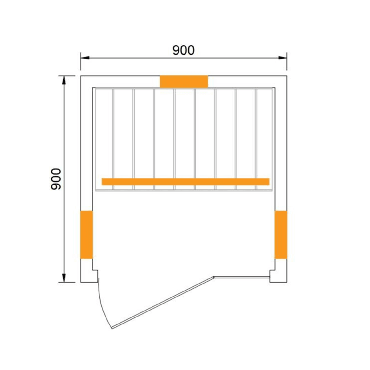 Technical drawing of a CenturaHeat 1 Person Far Infrared Indoor Sauna