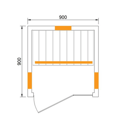 Technical drawing of a CenturaHeat 1 Person Far Infrared Indoor Sauna