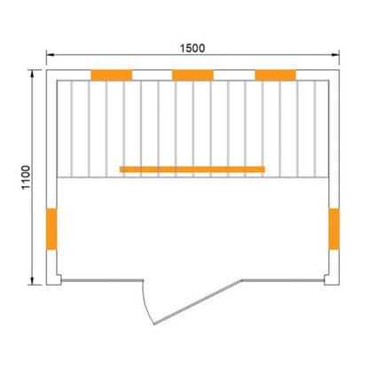 Technical drawing of CenturaHeat 3 Person Far Indoor Infrared Sauna