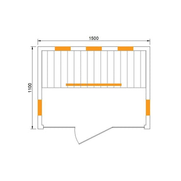 Technical drawing of CenturaHeat 3 Person Red Infrared Light Sauna