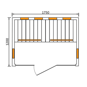 Technical drawing of CenturaHeat 4 Person Infrared Indoor Sauna