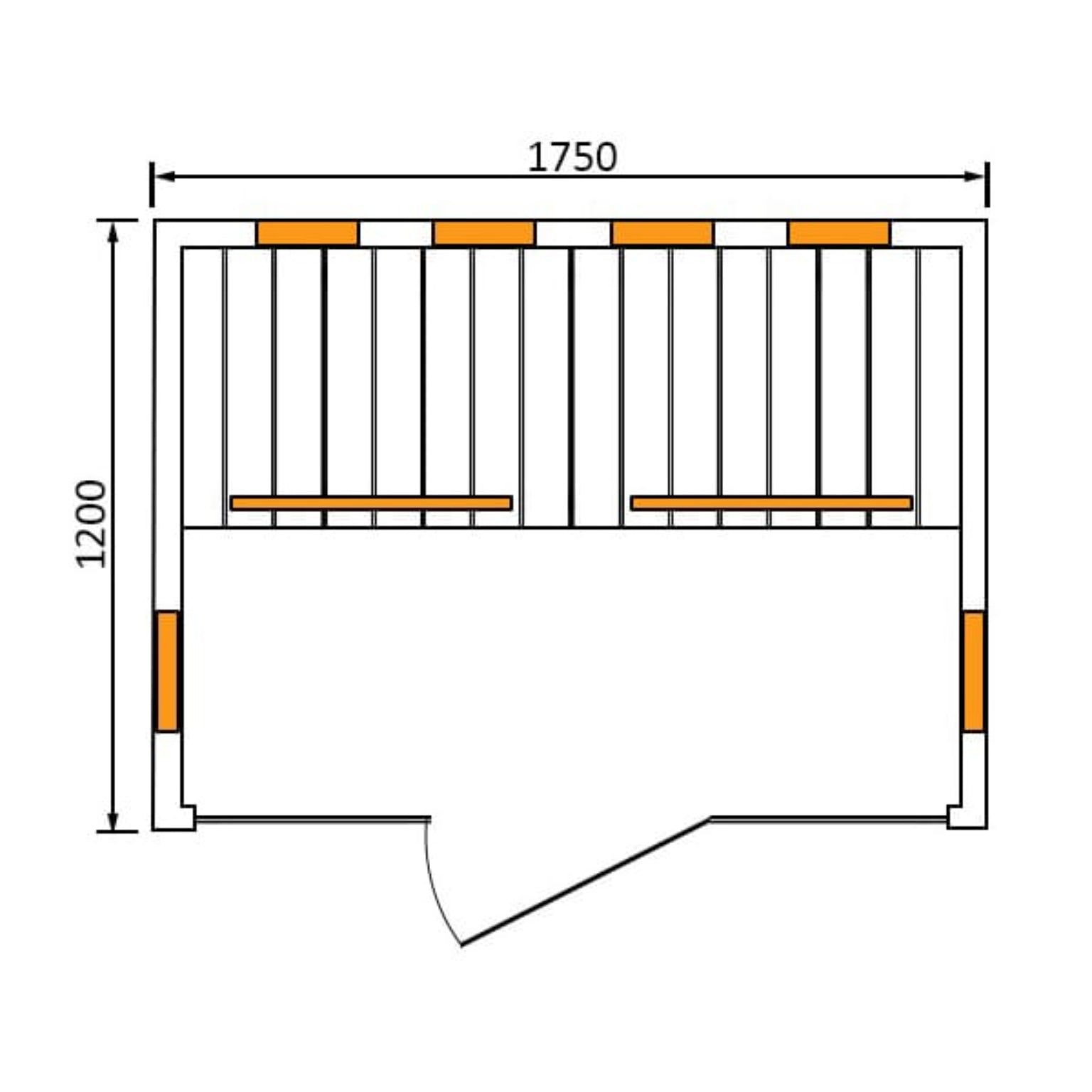 Technical drawing of CenturaHeat 4 Person Infrared Indoor Sauna