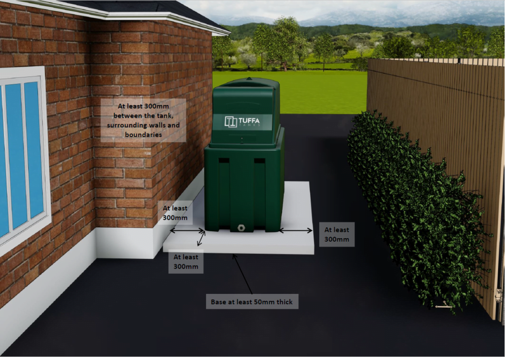 1150 Litre Plastic Bunded Fire Protected Tuffa Oil Tank - 1350SLBFP