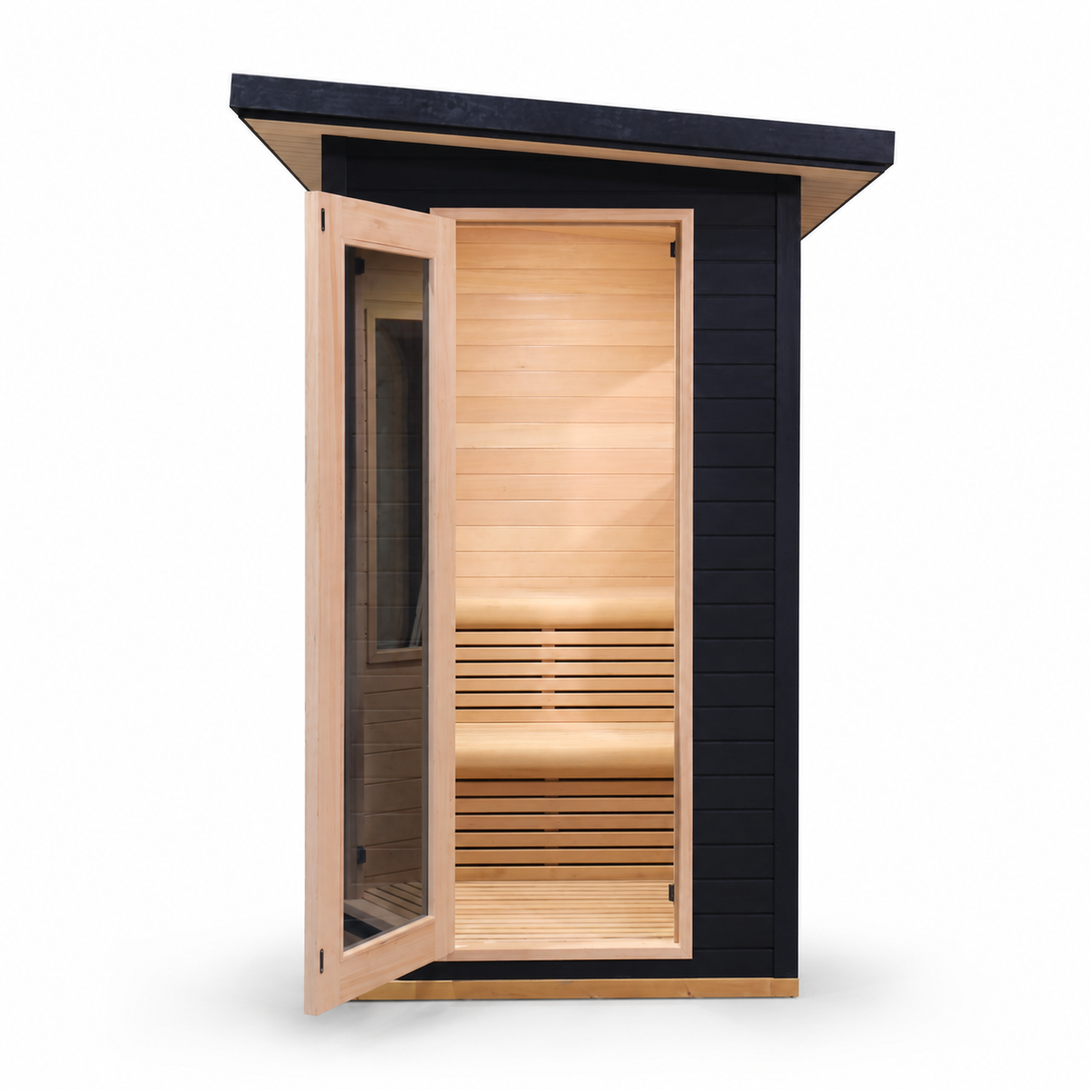 CenturaHeat 2 Person Black-Finished Hemlock Outdoor Sauna with 6kW Harvia Heater