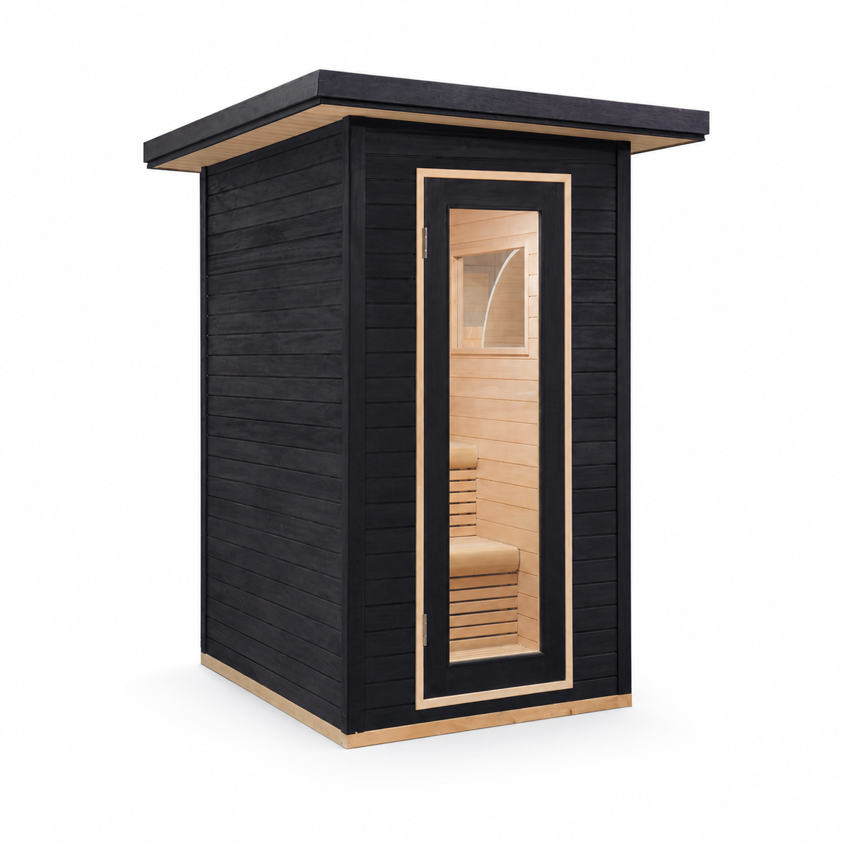 CenturaHeat 2 Person Black-Finished Hemlock Outdoor Sauna with 6kW Harvia Heater