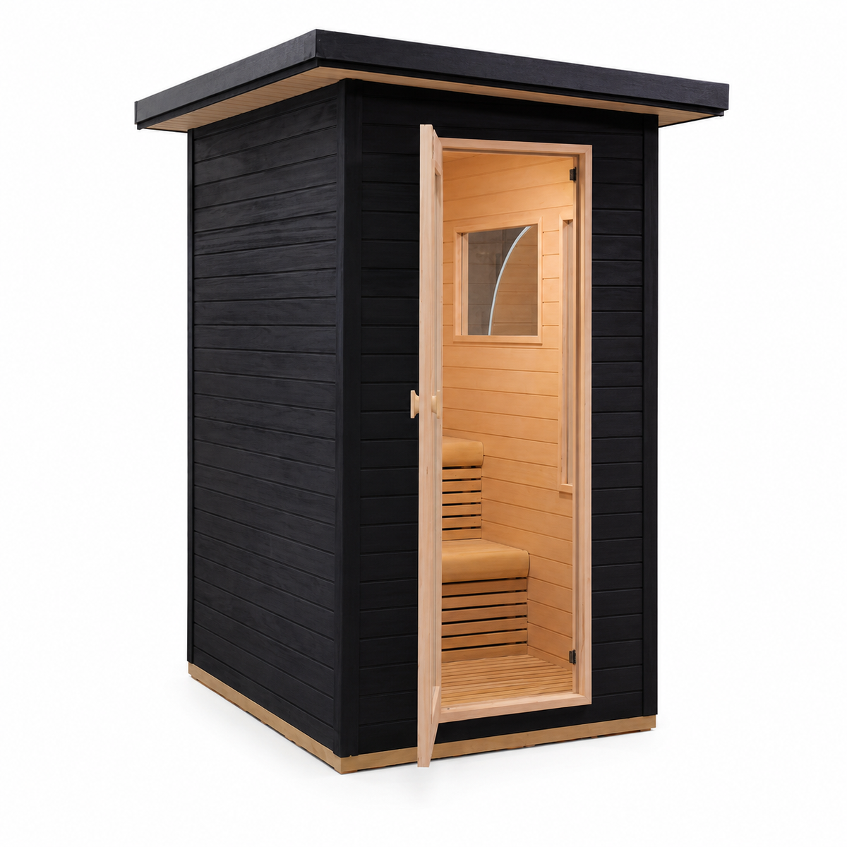 CenturaHeat 2 Person Black-Finished Hemlock Outdoor Sauna with 6kW Harvia Heater
