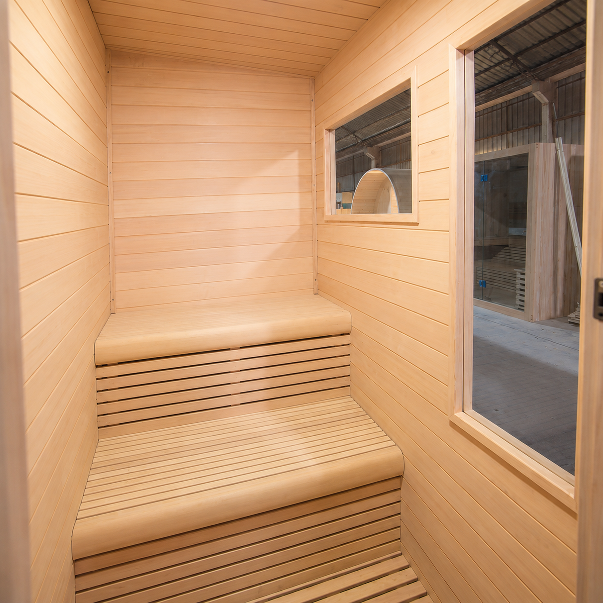 CenturaHeat 2 Person Black-Finished Hemlock Outdoor Sauna with 6kW Harvia Heater