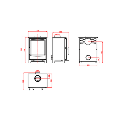 Windsor Multi-Fuel Premium Stove dimensions