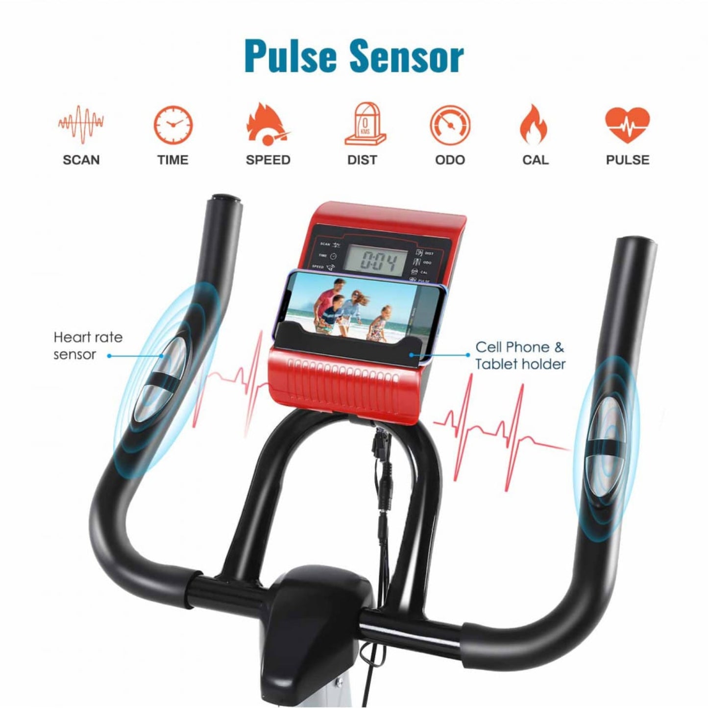 Magnetic Indoor Exercise Bike with 8kg Flywheel pulse sensors