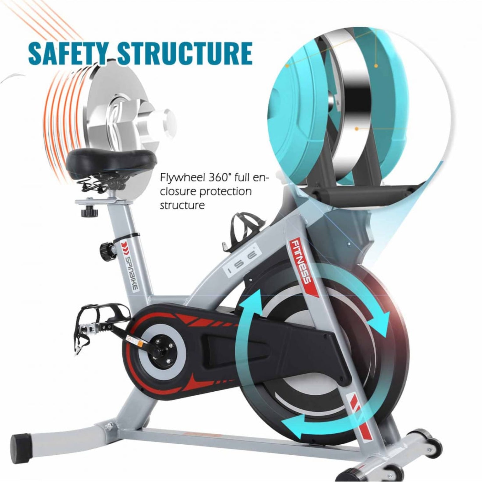 Magnetic Indoor Exercise Bike with 8kg Flywheel safety structure