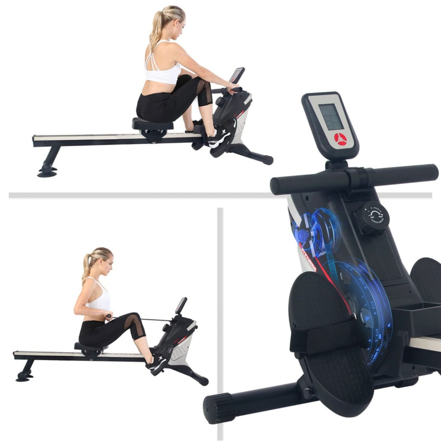 Rowing machine with digital display