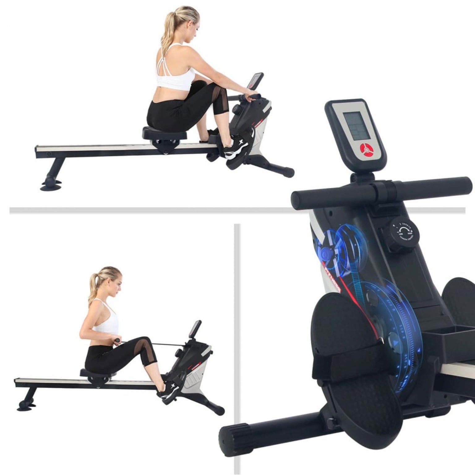 Rowing machine with digital display