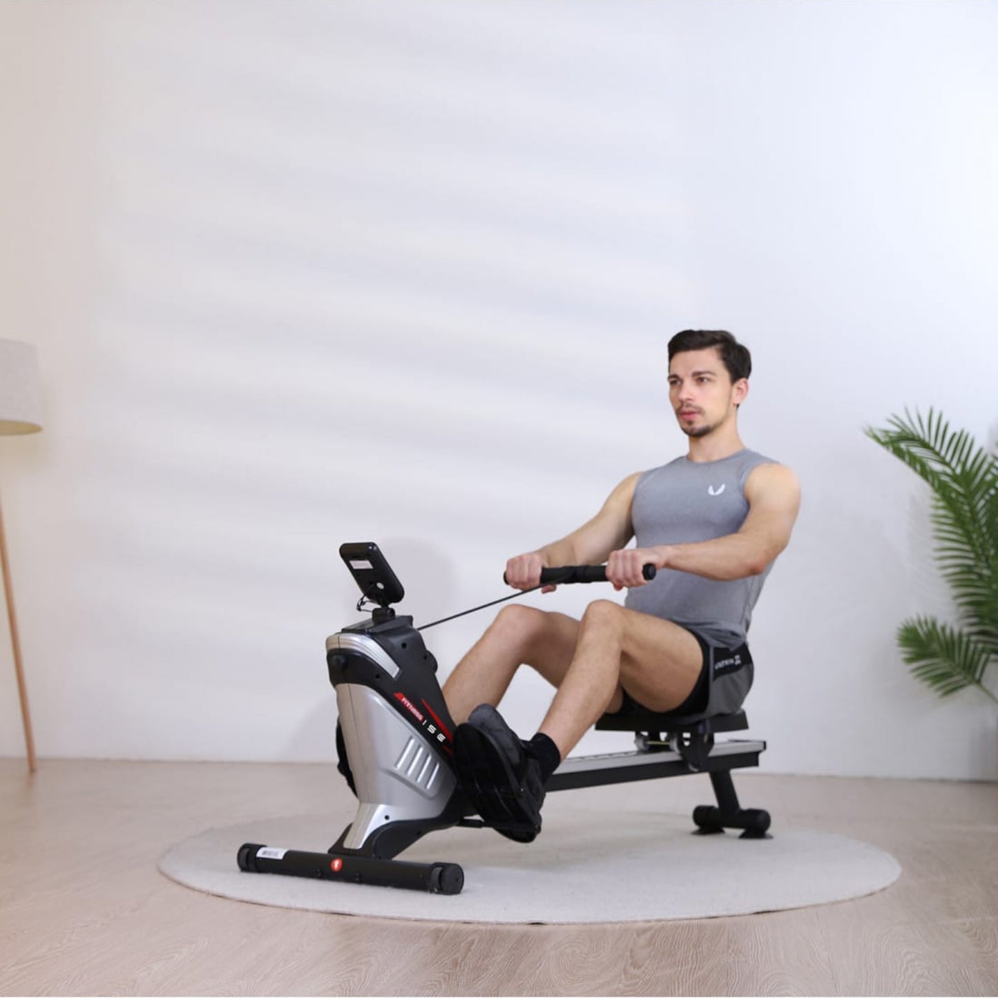 Man using a rowing machine 